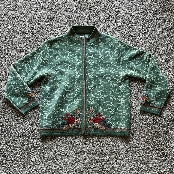 Pendleton Jackets & Blazers - Pendleton Jacket Womens Large Green Fall Embroidered Full Zip Lined Wool Blend